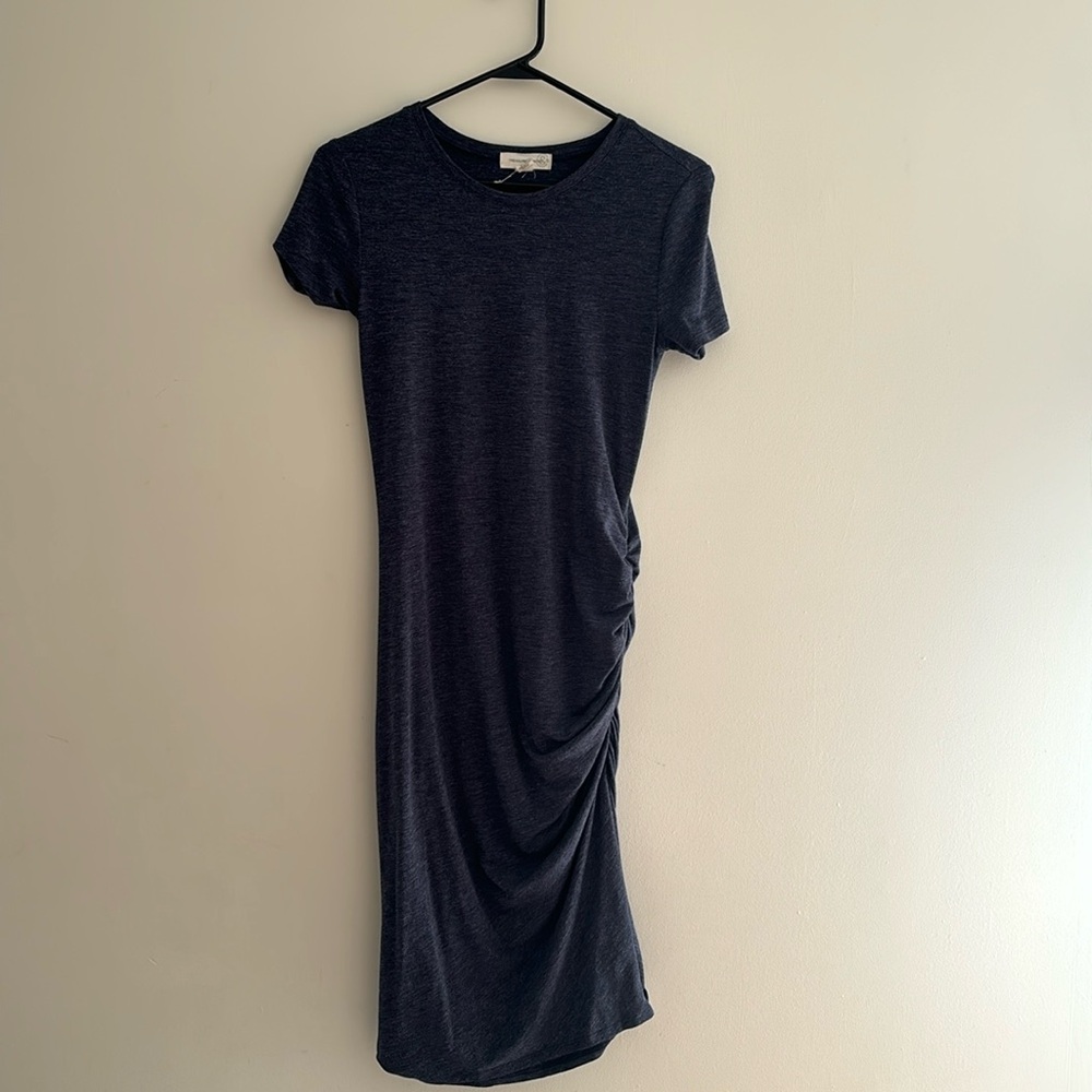 Treasure & Bond Side Ruched Body-Con Dress, Blue, Small